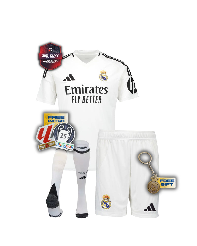 Real Madrid Full Kids Kit Home Jersey + Shorts + Socks 24/25