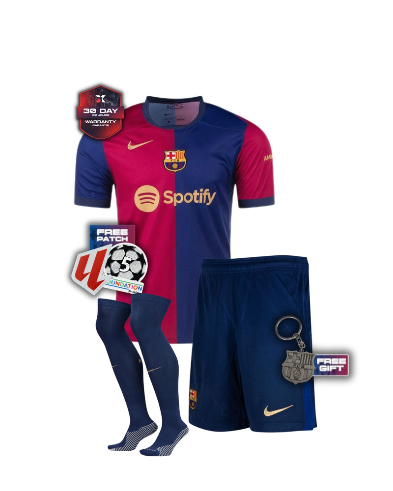 Barcelona Full Kids Kit Home Jersey + Shorts + Socks 24/25